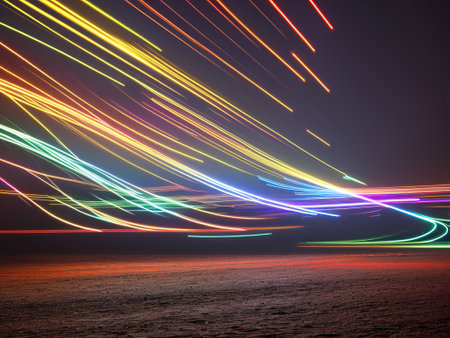 neon light painting background with Generative AI.の素材