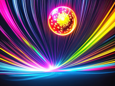 neon light painting, splash with Generative AI.の素材