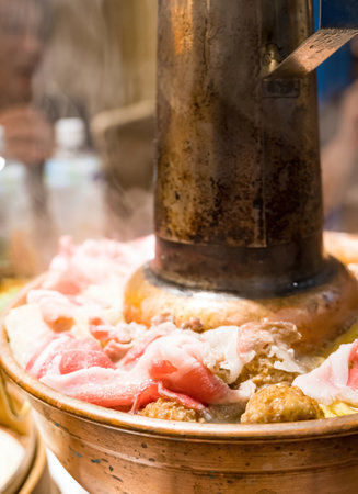 meat with pickled cabbage hot potの写真素材