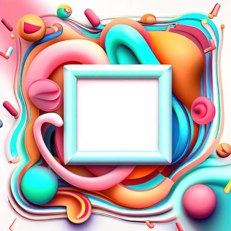 Abstract design of a frame with various candies and lollipops around it with Generative AI.の素材