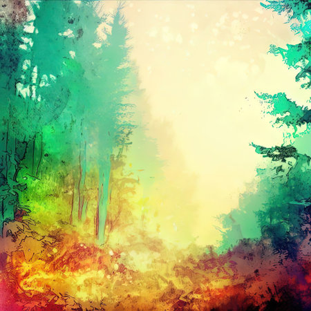 Forest in graffiti style with copy space with Generative AI.の素材