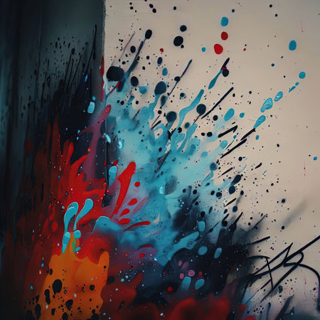 graffiti splash on wall with Generative AI.の素材