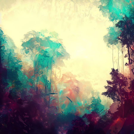 Forest in graffiti style with copy space with Generative AI.の素材