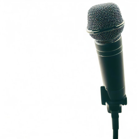 microphone in white background with Generative AI.の素材
