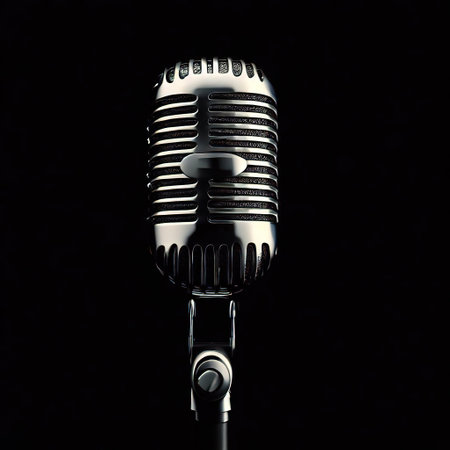 microphone in black background with Generative AI.の素材