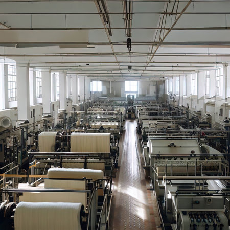 interior of a textile factory with Generative AI.の素材