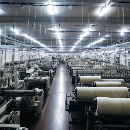 interior of a textile factory with Generative AI.の素材