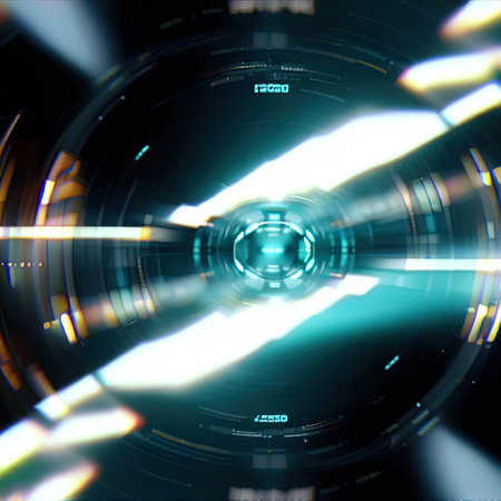 Futuristic HUD tunnel display screens for tech titles and background with Generative AI.の素材