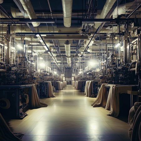 interior of a textile factory with Generative AI.の素材