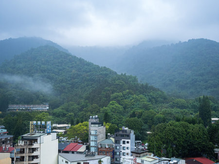 SUN MOON LAKE,TAIWAN - JUNE 10: many boats parking at the pier on June 10, 2023 at Sun Moon Lake, Taiwan. Sun Moon Lake is the largest body of water in Taiwan as well as a tourist attraction.のeditorial素材