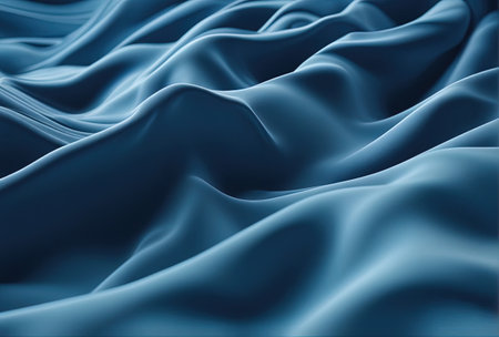 Three dimensional render textile of blue wavy pattern with Generative AI.の素材