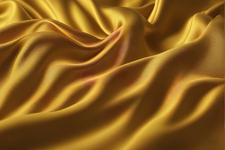 Three dimensional render textile of golden yellow wavy pattern with Generative AI.の素材