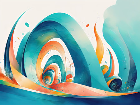 colorful background with abstract shape glowing in curvy lines, wave, Futuristic energy concept, simply with Generative AI.の素材