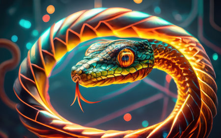 bright glass snake with Generative AI.の素材