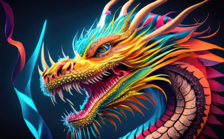 bright glass Japanese dragon with Generative AI.の素材