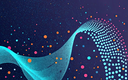 Abstract Waving Particle Technology Background Design with Generative AI.の素材