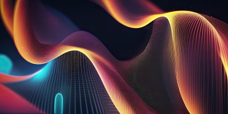 Abstract Waving Particle Technology Background Design with Generative AI.の素材
