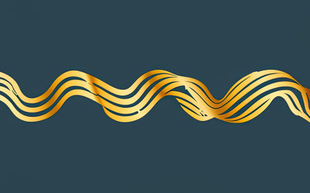 Golden wavy lines pattern background with Generative AI.の素材