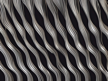 Sliver wavy lines pattern background with Generative AIの素材