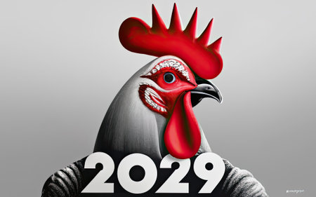 2029 Rooster year theme with Generative AI.の素材