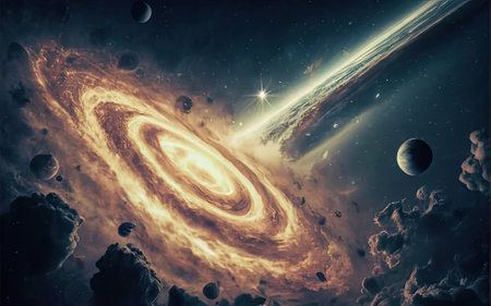 universe planets Milkyway and stars with Generative AI.の素材