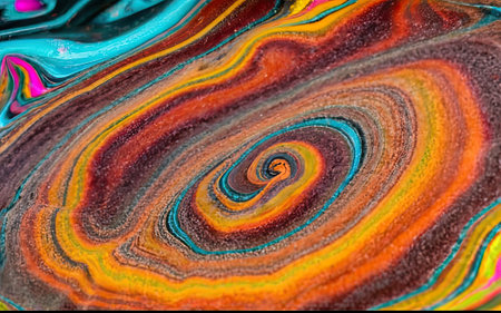 fluid metallic paint pouring and color blending with Generative AI.の素材