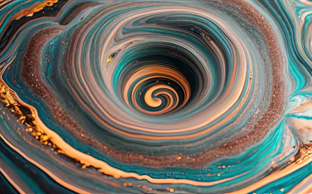 fluid metallic paint pouring and color blending with Generative AI.の素材