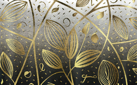 Gold leaf texture background with Generative AI.の素材