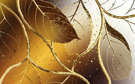 Gold leaf texture background with Generative AI.の素材