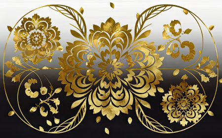 Japanese traditional gold foil floral texture background with Generative AI.の素材