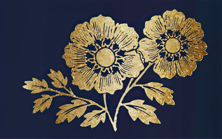 Japanese traditional gold foil floral texture background with Generative AI.の素材