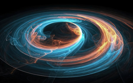 colorwater glowing curves ripple in space with Generative AI.の素材