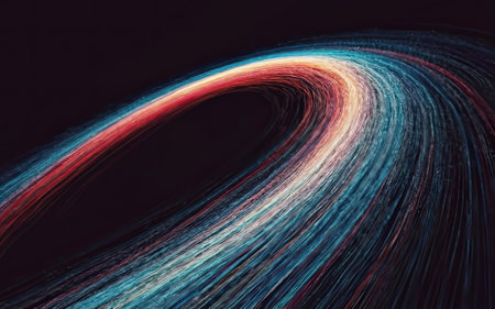 colorwater glowing curves ripple in space with Generative AI.の素材