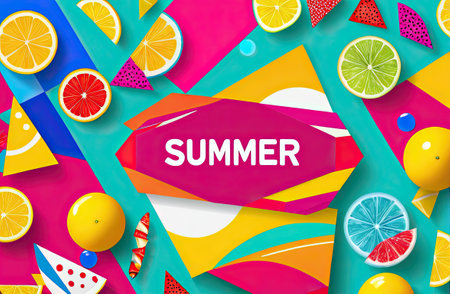 Colorful summer background with Generative AI.の素材