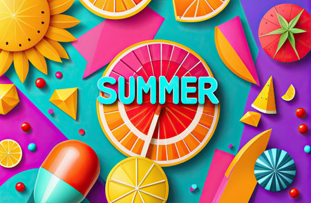 Colorful summer background with Generative AI.の素材