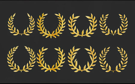 Golden laurels set with Generative AI.の素材