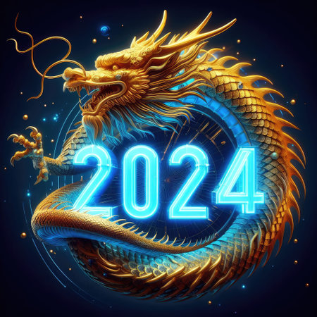2024 dragon year theme with Generative AI.の素材