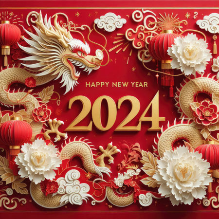 2024 dragon year background with Generative AI.の素材