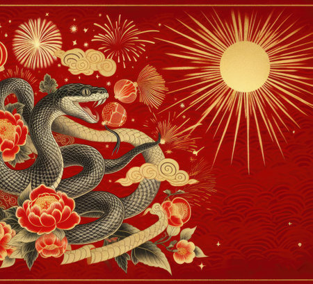 2025 Snake year background with Generative AI.の素材