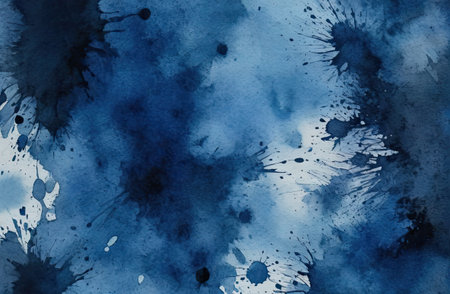 Ethereal Blue Watercolor Abstraction background with Generative AI.の素材
