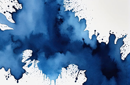 Ethereal Blue Watercolor Abstraction background with Generative AI.の素材