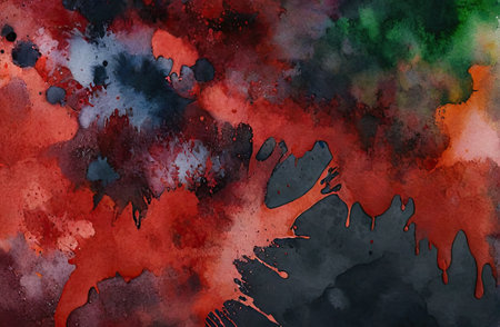 Ethereal Red Watercolor Abstraction background with Generative AI.の素材