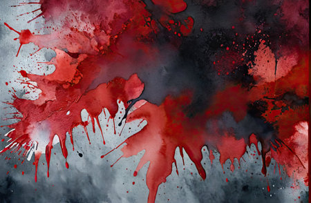 Ethereal Red Watercolor Abstraction background with Generative AI.の素材