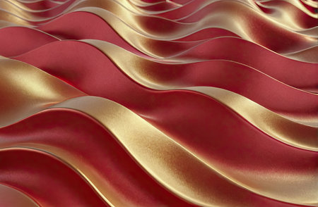 Red and Gold wave texture in Generative AI.の素材