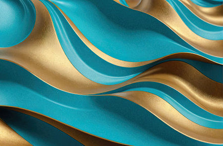 Cyan and Gold wave texture in Generative AI.の素材
