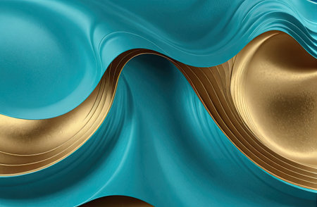 Cyan and Gold wave texture in Generative AI.の素材