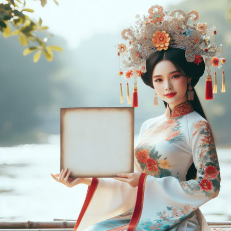 Vietnamese girl in traditional costumeの素材