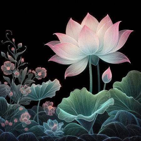 Transparent embedded lotus with Generative AI.の素材