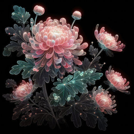 Transparent embroidered chrysanthemum with Generative AI.の素材