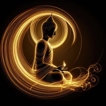Golden Buddha Siddhartha with Generative AI.の素材